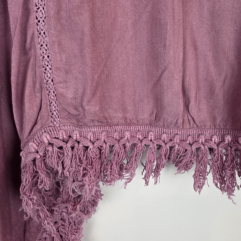EARTHBOUND Mauve Pink Fringed Boho Blouse - Picture 10 of 14